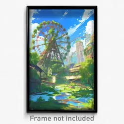 Art Poster - An Abandoned, Overgrown Amusement Park Reclaimed By Nature, With