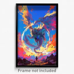 Art Poster - A Majestic Dragon Soaring Through The Sky, With Wings Outstretched