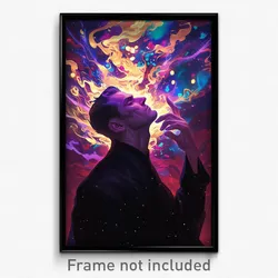 Art Poster - Man Feeling Self Critical Wearing Idealistic Black Jacket (Print)