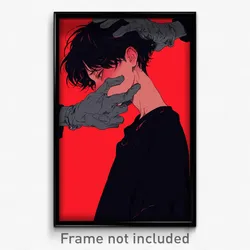 Anime Art Poster - Boy Feeling Greed Wearing Noisy Grey Gloves (Print)