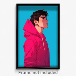 Indonesian Movie Poster - Boy Feeling Elation, Triangular Pink Hoodie (Print)