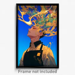 Anime Art Poster - Man Feeling Longing Wearing Scientific Brown Apron (Print)