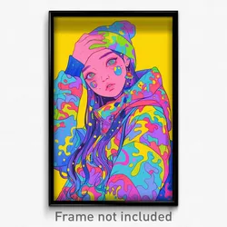 Art Poster - Girl Feeling Attraction Wearing Glum Winter Clothes (Print)