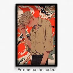 Anime Art Poster - Man Feeling Courage Wearing Striking Beige Shirt (Print)