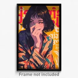 Thai Movie Poster - Woman Feeling Bliss, Wiry Plaid Jacket (Thailand Art Print)