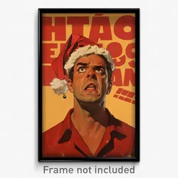 Greek Movie Poster - Man Feeling Awe, Noisy Santa Hat (Greece Film Art Print)