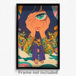 Greek Movie Poster - Woman Feeling Troubled, Unique Purple Shorts (Art Print)
