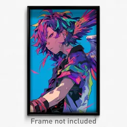 Anime Art Poster - Boy Feeling Troubled, Genuine Asymmetrical Wings (Print)