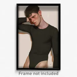 Art Poster - Man Feeling Undermined Wearing Modern Black Leotard (Art Print)