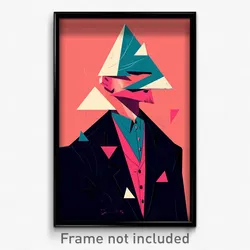 Art Poster - Man Feeling Puzzled Wearing Triangular Pink (Print)
