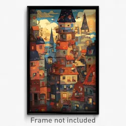 Art Poster - Dreary Swedish City (Psychedelic Trippy Weird 11x17 Print)