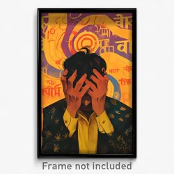 Bollywood Movie Poster - Man Feeling Rash, Academic Yellow Choker (Art Print)