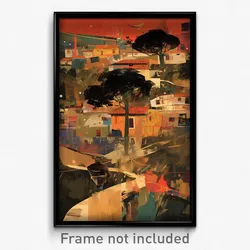 Art Poster - Imaginary American Town (Psychedelic Trippy Weird 11x17 Print)