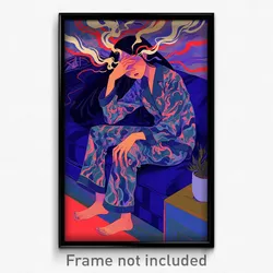 Movie Art Poster - Girl Feeling Dejection, Shadowy Pajamas (Retro Film Print)