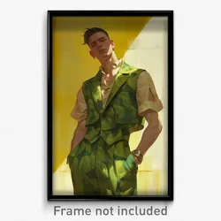 Anime Art Poster - Man Feeling Hate Wearing Crafty Green Vest (Print)