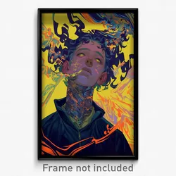 Art Poster - Man Feeling Flakey Wearing Smooth Hair Bobbles (Art Print)