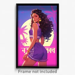 Bollywood Movie Poster - Woman Feeling Pride, Athletic Purple Dress (Art Print)