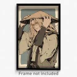 Anime Art Poster - Man Feeling Insightful, Livid Hair Through Headwear (Print)