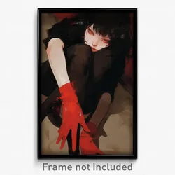 Anime Art Poster - Woman Feeling Carefree Wearing Hateful Red Gloves