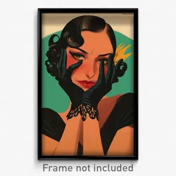 Mexican Movie Poster - Woman Feeling Unhappy, Whimsical Gloves (Art Print)