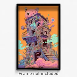 Art Poster - Fantastic Safehouse (Psychedelic Trippy Weird 11x17 Cartoon Print)