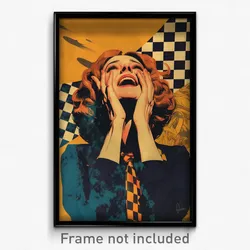Greek Movie Poster - Woman Feeling Pleased, Lovely Checkered Necktie (Art Print)