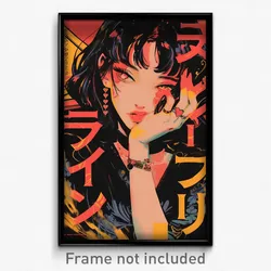 Japanese Movie Poster - Girl Feeling Doubt, Adorable Heart Necklace (Art Print)