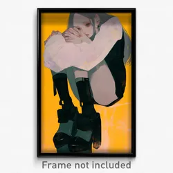 Anime Art Poster - Girl Feeling Disbelief, Black And White Multicolored Footwear