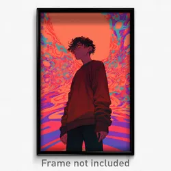 Anime Art Poster - Boy Feeling Hate Wearing Brown Red Sweater (Print)