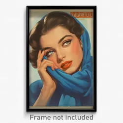 Mexican Movie Poster - Girl Feeling Interest, Remarkable Blue Scarf (Art Print)
