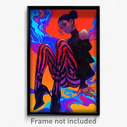 Art Poster - Woman Feeling Strong, Famous Vertical Striped Legwear (Print)