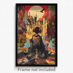 French Movie Poster - Girl Feeling Eagerness, Luxurious Short Kimono (Art Print)