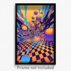 Art Poster - Subtle Chess Board (Psychedelic Trippy Weird 11x17 Cartoon Print)