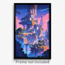 Art Poster - Heavenly Spanish City (Psychedelic Trippy Weird 11x17 Print)