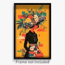 Brazilian Movie Poster - Woman Feeling Discomfort, Buoyant Hat Flower (Print)