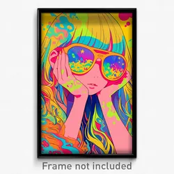 Anime Art Poster - Girl Feeling Comfortable, Lively Orange Goggles (Print)