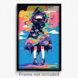 Anime Art Poster - Girl Feeling Patience Wearing Ambitious Hooded Cape (Print)