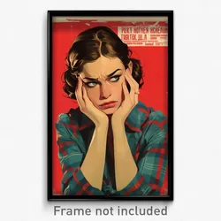 Russian Movie Poster - Girl Feeling Enchanted, Loud Plaid Shirt (Art Print)