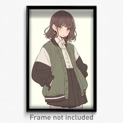 Anime Art Poster - Girl Feeling Impatient Wearing Complex Green Vest (Print)