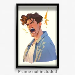 Art Poster - Man Feeling Angry Wearing Hearty Loose Clothes (Art Print)