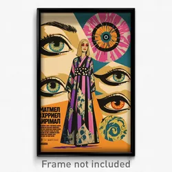 Russian Movie Poster - Woman Feeling Cheerfulness, Scientific Striped Kimono