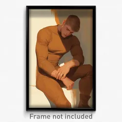 Art Poster - Man Feeling Comfortable Wearing Brown Impossible Bodysuit (Print)