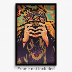 Bollywood Movie Poster - Girl Feeling Despair, Multicolored Hat Ribbon (Print)