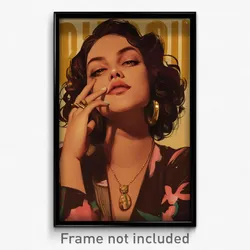 Brazilian Movie Poster - Woman Feeling Self Understanding, Pink Brown Cardigan
