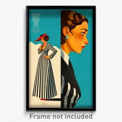 Spanish Movie Poster - Man Feeling Puzzled, Pretty Vertical Striped Dress