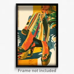 Brazilian Movie Poster - Woman Feeling Restlessness, Slim Multicolored Footwear