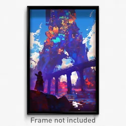 Art Poster - Huge Pier (Psychedelic Trippy Weird 11x17 Cartoon Print)