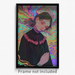 Art Poster - Woman Feeling Troubled Wearing Gorgeous Frilled Capelet (Art Print)