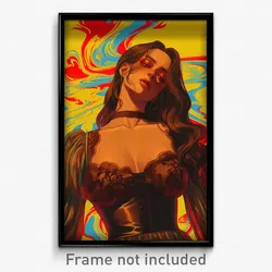 Greek Movie Poster - Girl Feeling Cowardly, Exotic Brown Corset (Art Print)