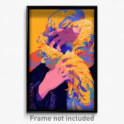 Art Poster - Woman Feeling Loathing Wearing Striking Fur Scarf (Print)